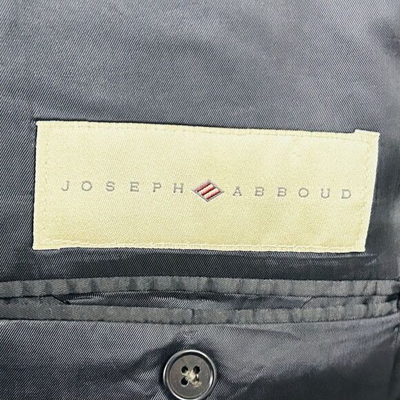 Joseph Abboud 44R Sport Coat Wool Silk Houndstooth Gray Blue Two Button - Picture 3 of 8